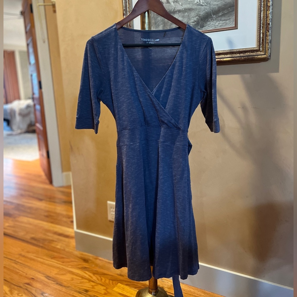 Toad&Co Navy Wrap-Style Midi Dress